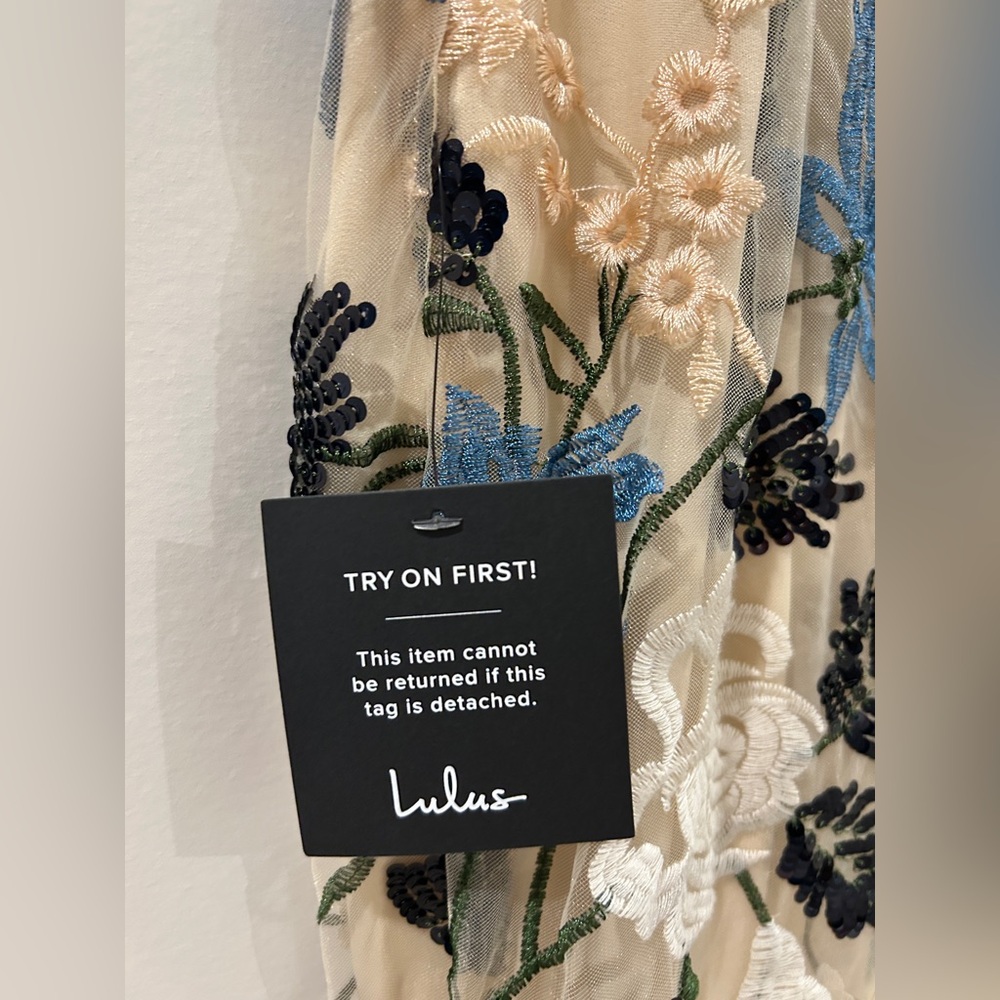 Lulus Show Stopper Cream Embroidered Sequin Bodycon Midi Dress - Picture 5 of 6